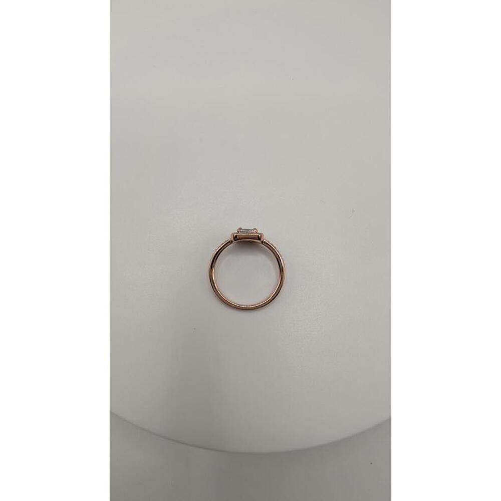Rose Gold Plated Ring with Aquamarine and Clear Accent Stones Size 8 - Picture 4 of 5